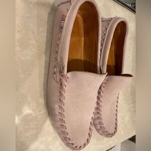 PAUL SMITH STUNNING Women's Suede Moccasins with multi-colored sole. Size 7.5/38